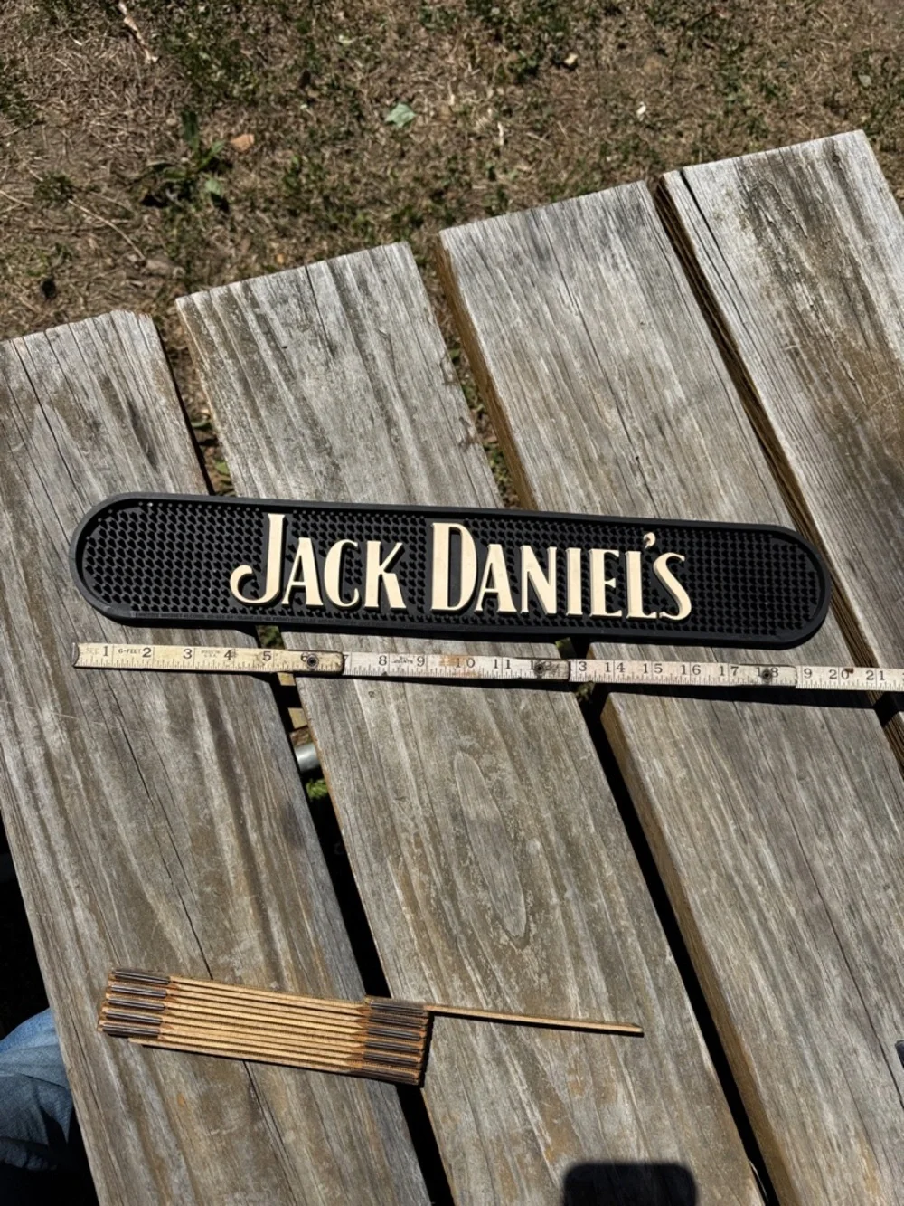 Jack Daniels Black and Cream Rubber Bar Rail Mat